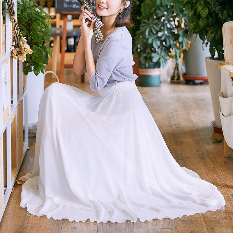 720 Degree Double Layer Large Swing Skirt Chiffon Classical Dance Ethnic Dance Skirt Dance Long Skirt Square Dance Practice Xinjiang Dance
