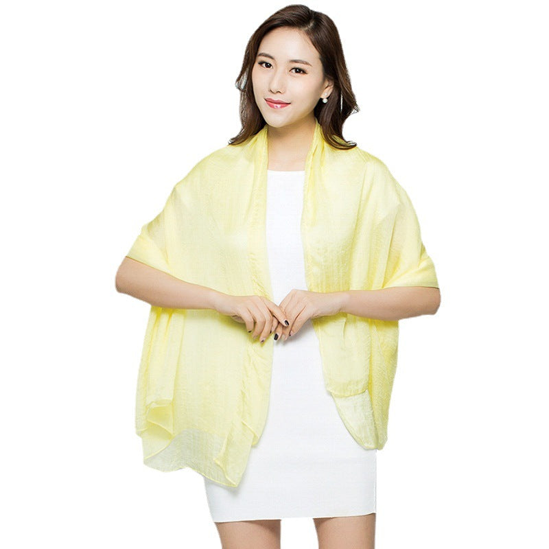 Candy Summer New Sun Protection Shawl Chiffon Imitation Silk Scarf Seaside Beach Towel Solid Color Silk Scarf Scarf Wholesale