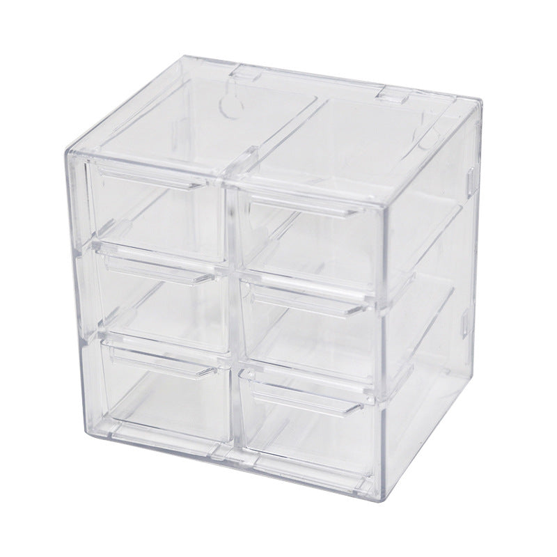 Transparent Jiugongge six-grid dustproof drawer storage box stationery jewelry 12-grid cosmetics Desktop Storage