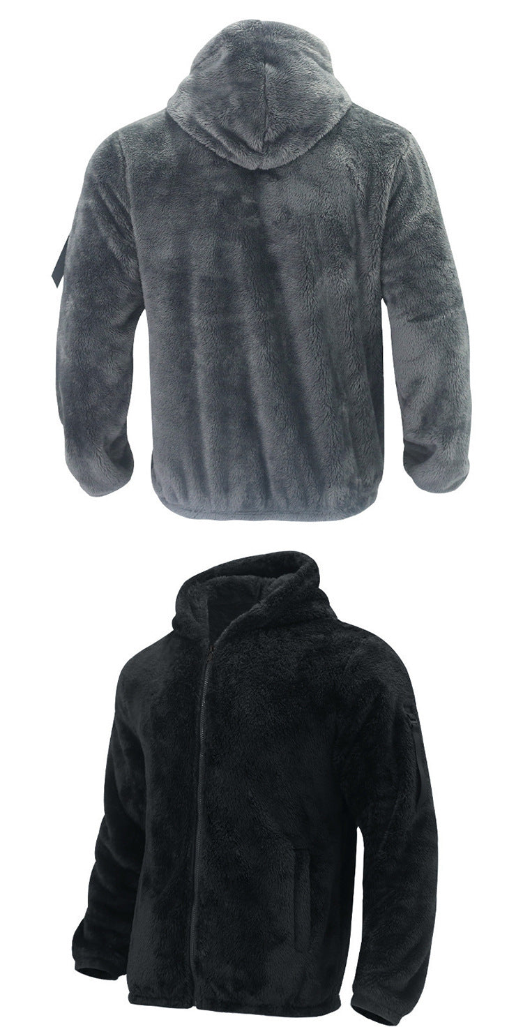 2025 Cross-Border Jacket Men's Autumn and Winter Double-Sided Velvet Warm Jacket Amazon Loose Hooded Casual Jacket