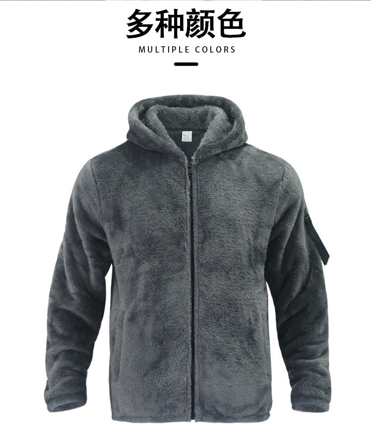 2025 Cross-Border Jacket Men's Autumn and Winter Double-Sided Velvet Warm Jacket Amazon Loose Hooded Casual Jacket