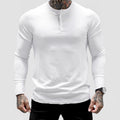 Muscle Fitness Men's Spring and Autumn Sports Leisure Running Breathable Sweat Absorbing Stretch Long Sleeve Button V Henry T-Shirt