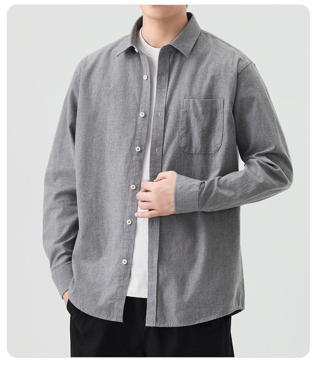 Men's Brushed Pure Cotton Long-Sleeve Shirt