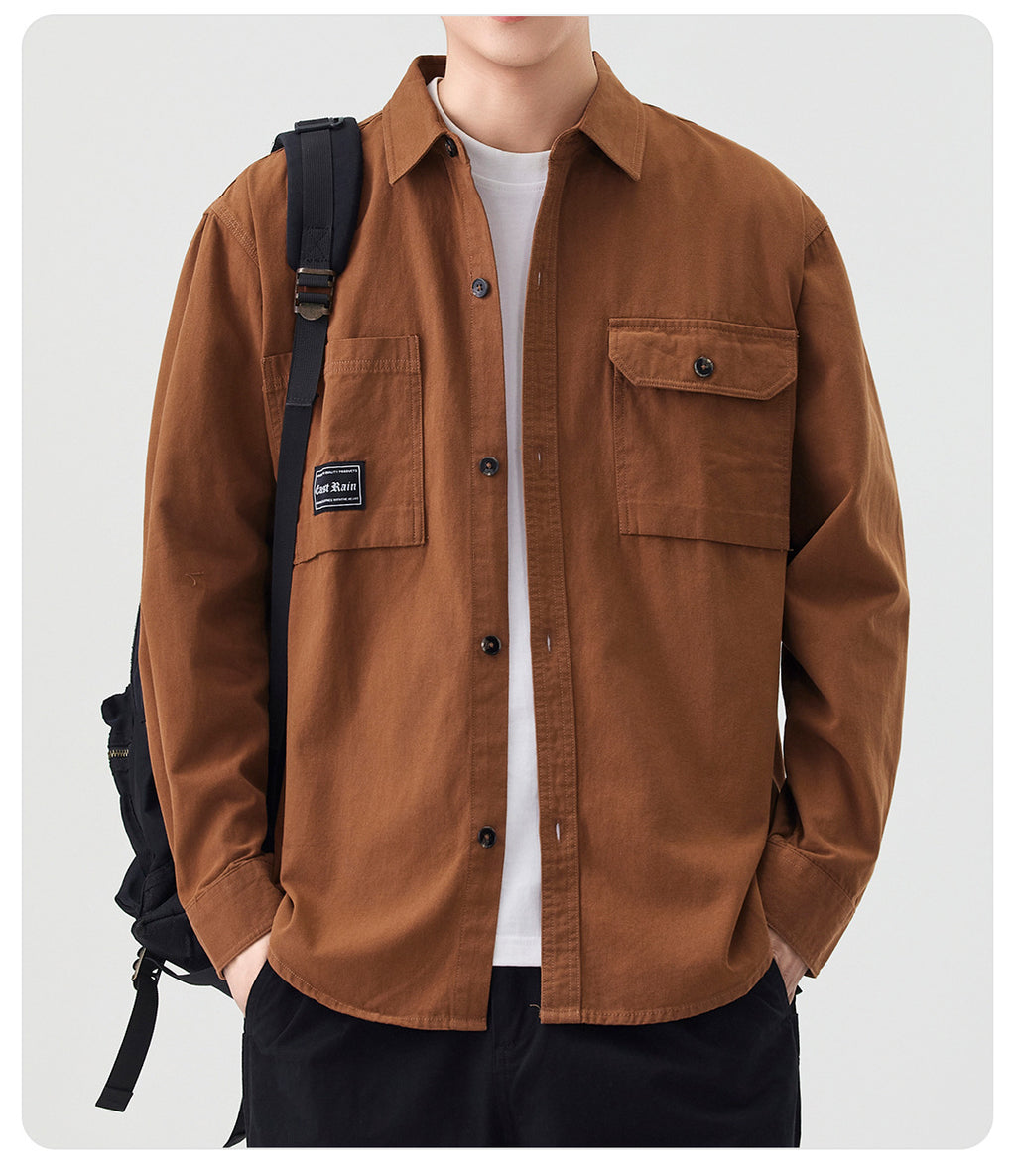 Men's Solid Colour Long-Sleeve Casual Shirt