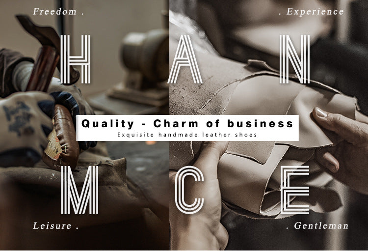 [One-piece Oxford Shoes-Hand-brushed] Men's Leather Shoes Business Dress British Style Groom Leather Shoes Men