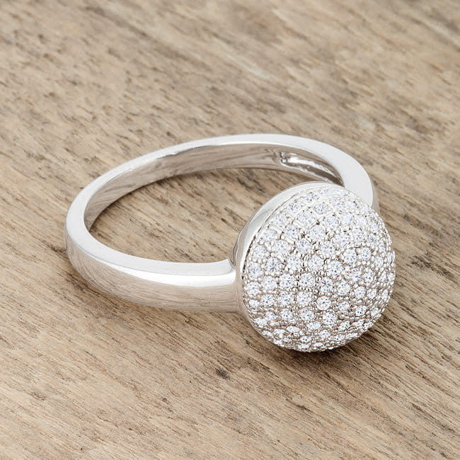 Brie 0.6ct CZ Rhodium Contemporary Sphere Ring-3