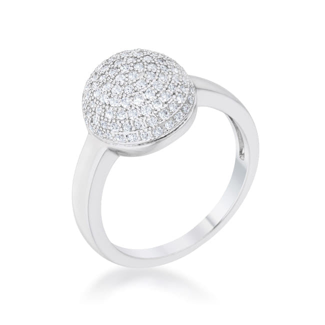 Brie 0.6ct CZ Rhodium Contemporary Sphere Ring-4
