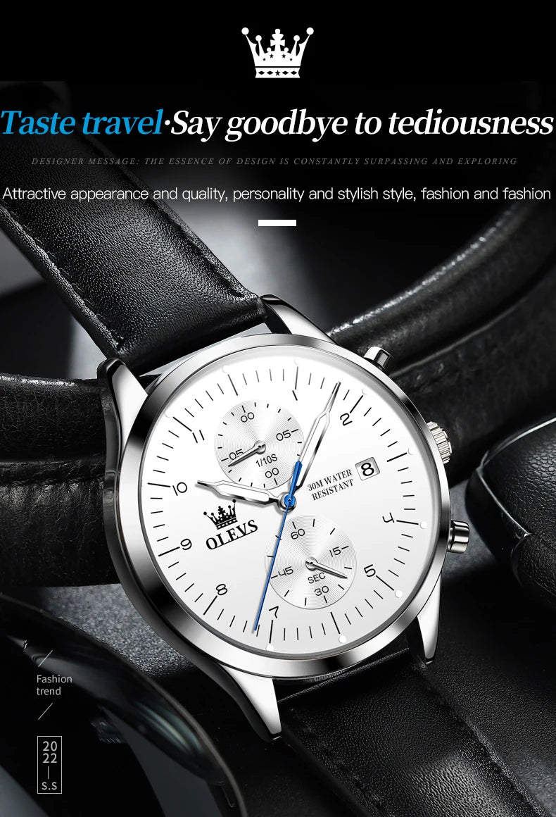 OLEVS 2880 Mens Watch Classic Original Multifunctional Quartz Watch Waterproof Luminous Date Watches For Men Box Gift