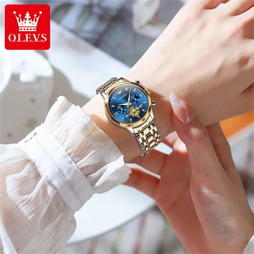 OLEVS Original Fashion Ladies Quartz Wristwatch Waterproof Luminous Multifunction Women Watches Gifts Box Reloj 2897