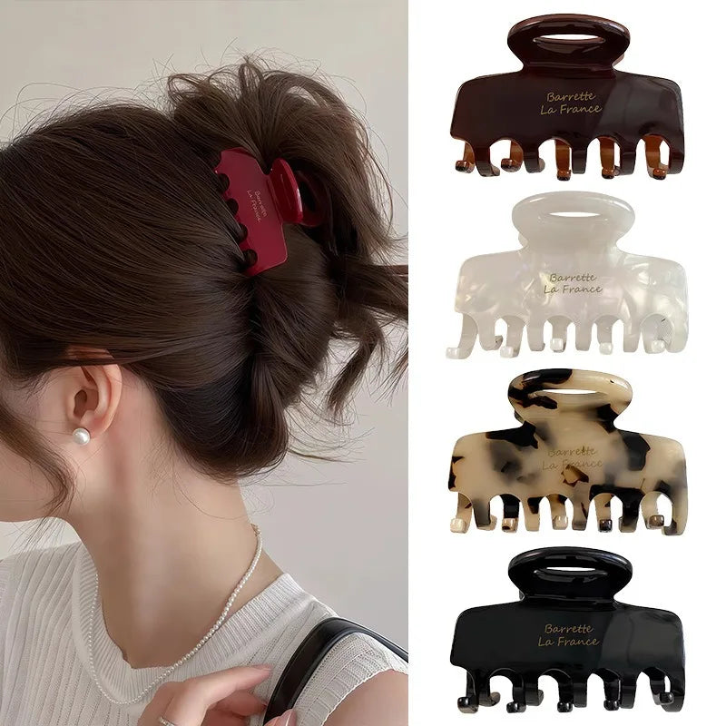 French Women's Hair Clips Elegant Acetate Hair Claw Medium Size Sweet Shark Clip Exquisite Korean Headwear Hairs Accessories