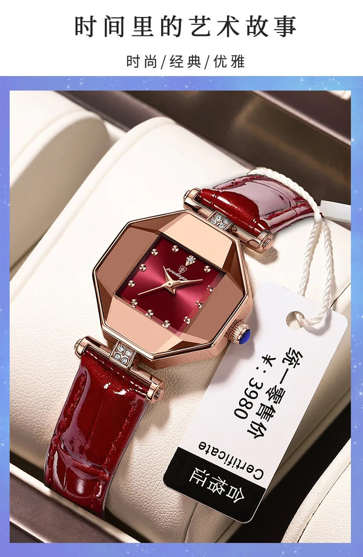 Women Quartz Watch Leather Steel Watch Rhinestone Ladies Bracelet Watch Casual Wristwatch Clock Relogio Feminino