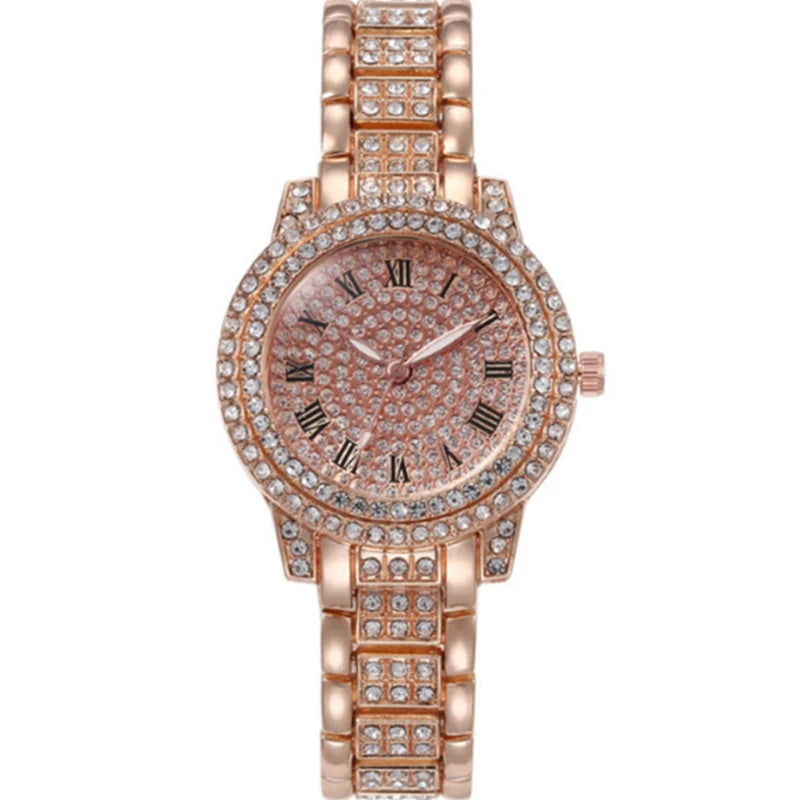 6Pcs Women's Rhinestone Quartz Watch Set Fashion Wrist Watch & Jewelry Set Gift