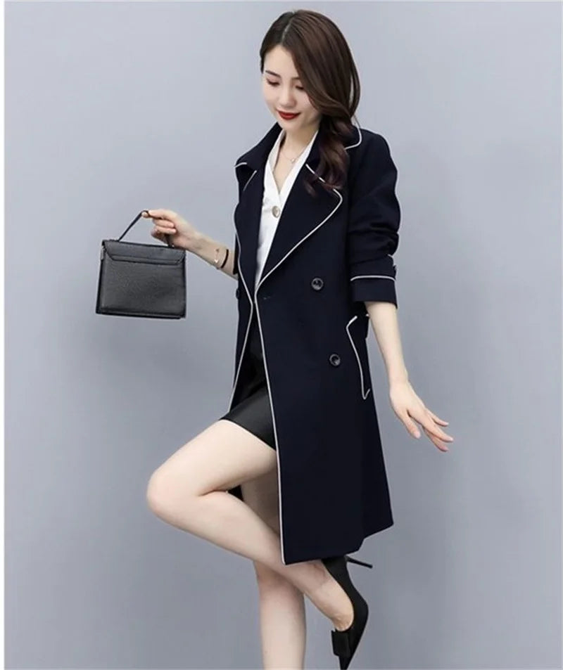 Women's Double Breasted Trench Coat with Belt