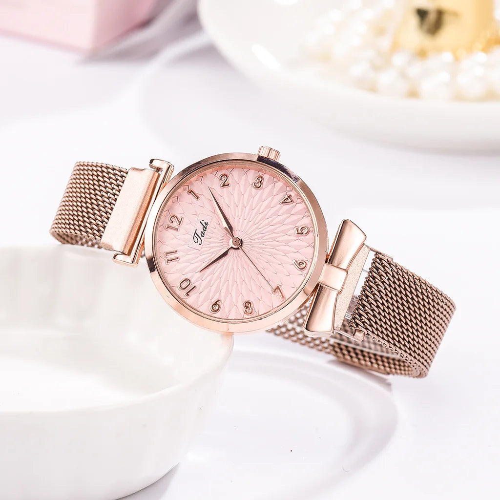 Women Bracelet Set Quartz Watches For Women Rose Gold Magnetic Watch Ladies Pink Dial Wrist Watch Clock Female Relogio Feminino