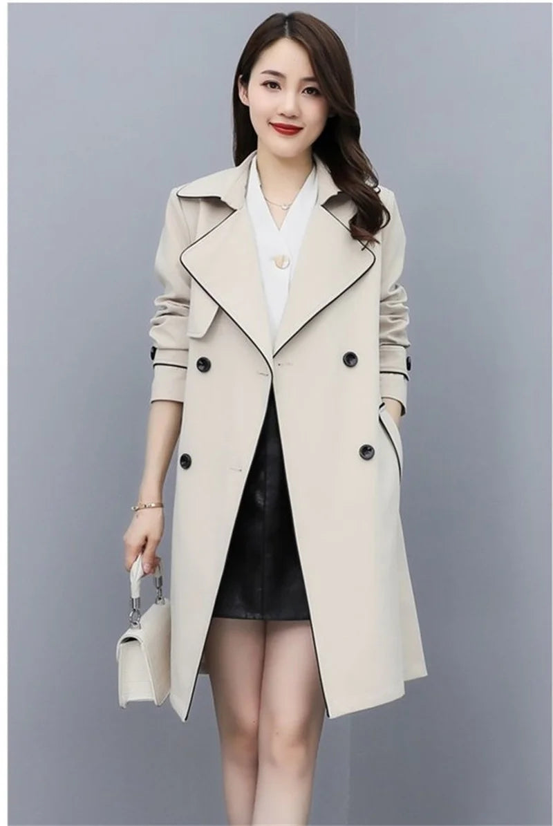 Women's Double Breasted Trench Coat with Belt