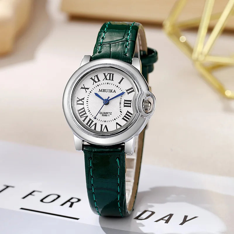 Brand Women round Rome Dial Quartz Watches Fashion Ladies Leather Strap Wristwatch Love Gift Clock Dropshipping reloj mujer