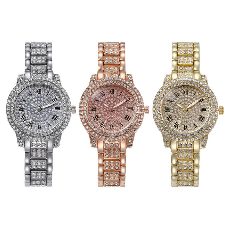 6Pcs Women's Rhinestone Quartz Watch Set Fashion Wrist Watch & Jewelry Set Gift