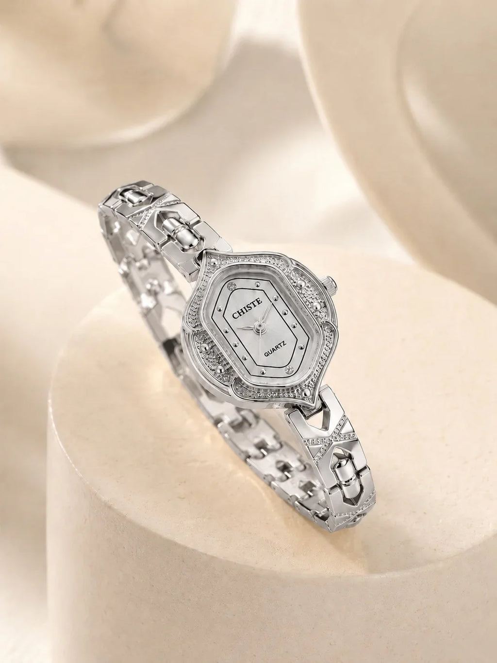 Retro Polygonal Dial Rhinestone Ladies Watch