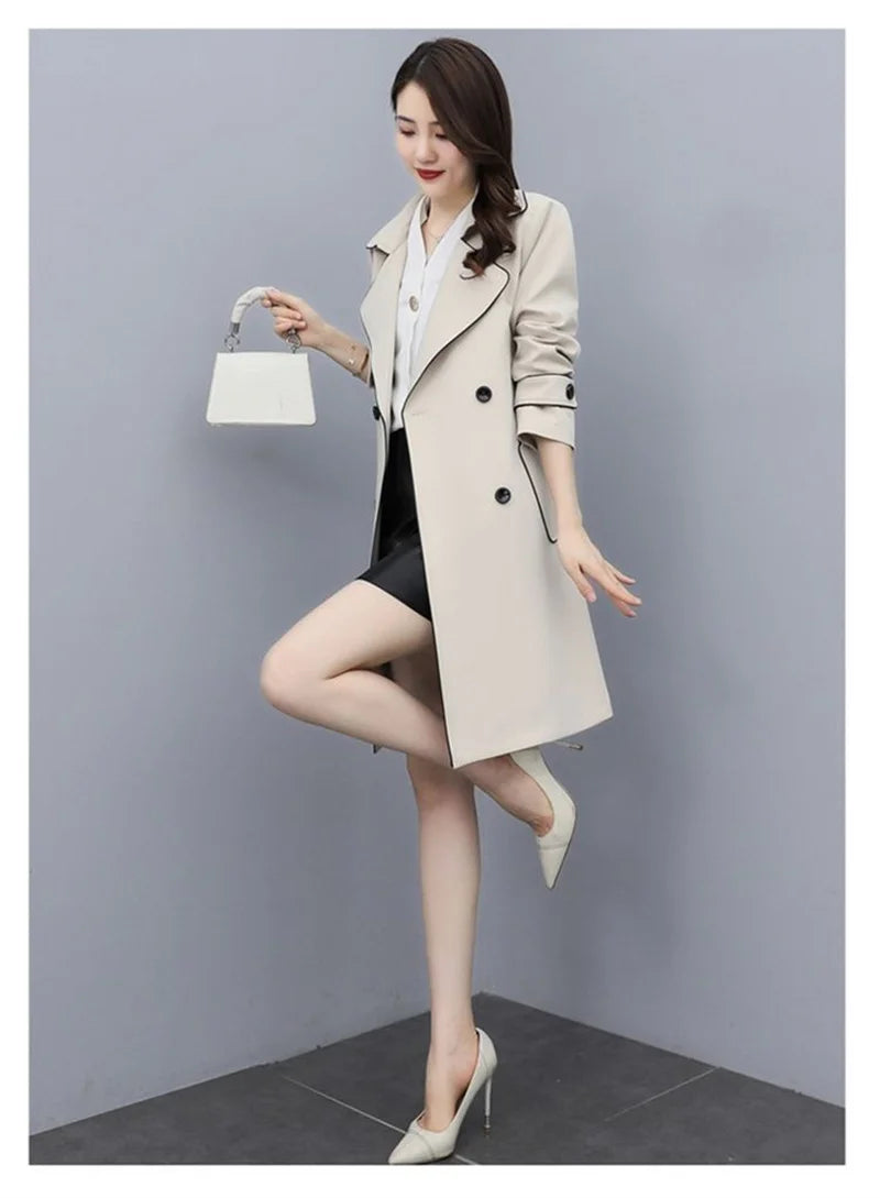 Women's Double Breasted Trench Coat with Belt