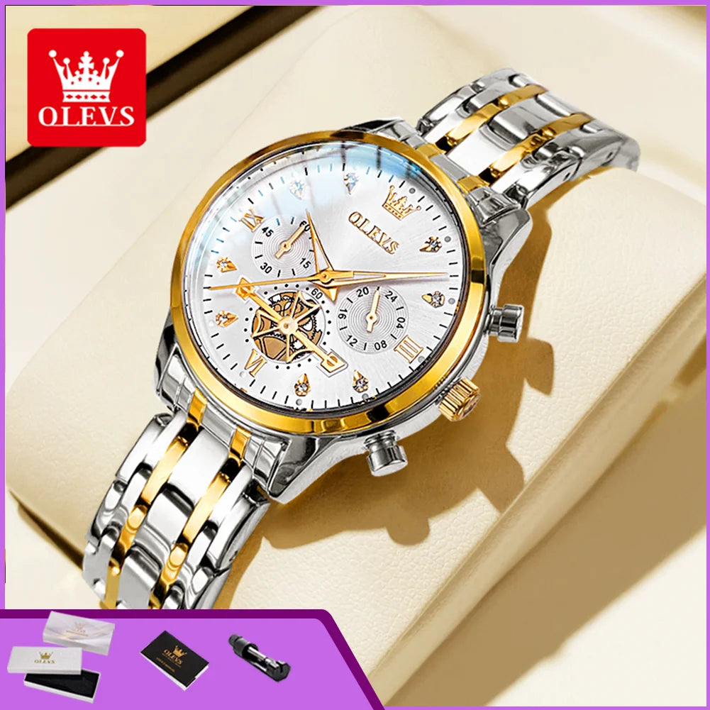 OLEVS 2897 Watches for Women Original Ladies Watch Waterproof Chronograph Sports Business Elegant Women's Quartz Wristwatches