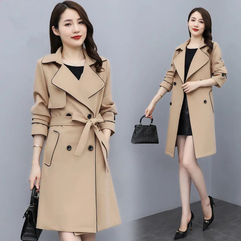 Women's Double Breasted Trench Coat with Belt