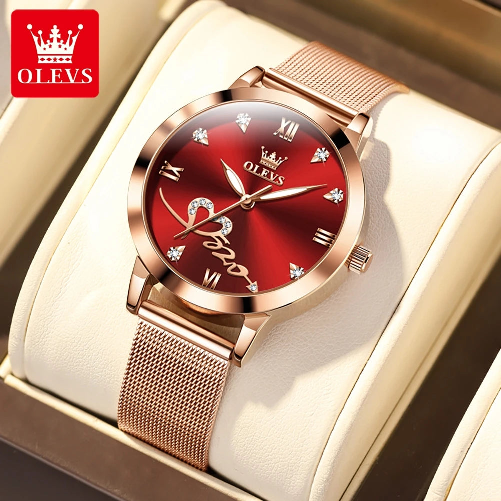 OLEVS 5530 Versatile Fashion Women's Quartz Watches Waterproof Mesh Belt Love Dial Luminous Clock Original Brand Wristwatch