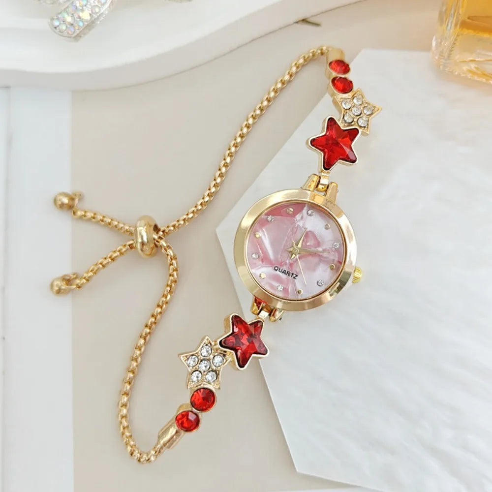 Fashion Adjustable Bracelet Watch Rhinestone Alloy Quartz Watch Ladies Wristwatch for Women Girls
