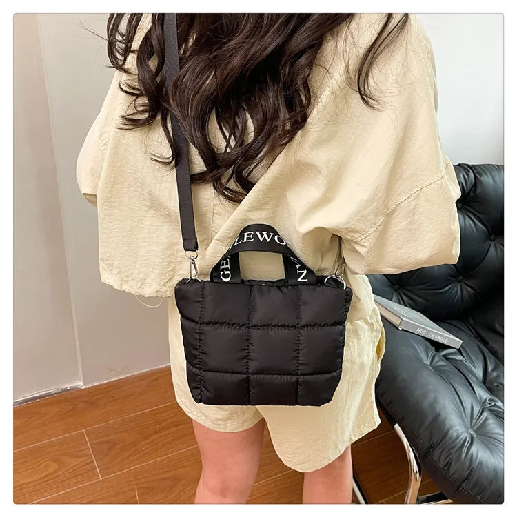 Quilted tote bag for women stylish padded handbag
