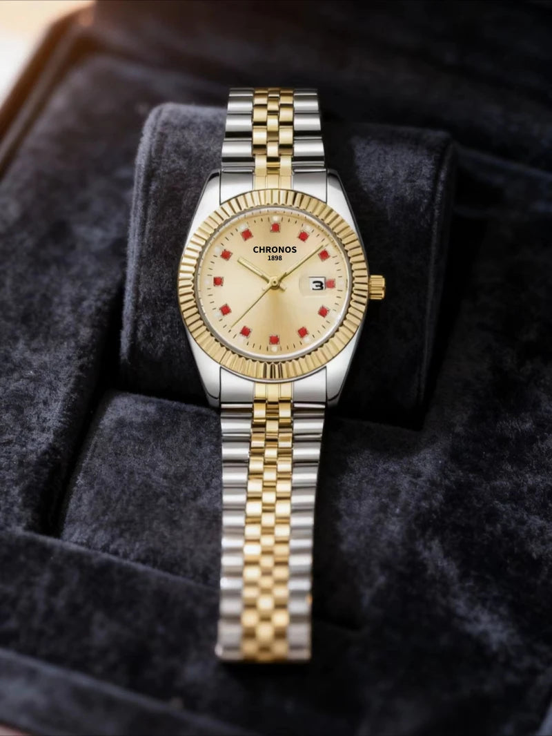 Luxury Brand New Women's Wristwatch Elegant Quartz Watch 32mm Ladies Fashion Waterproof Watches Stainless Steel Rhinestone Clock