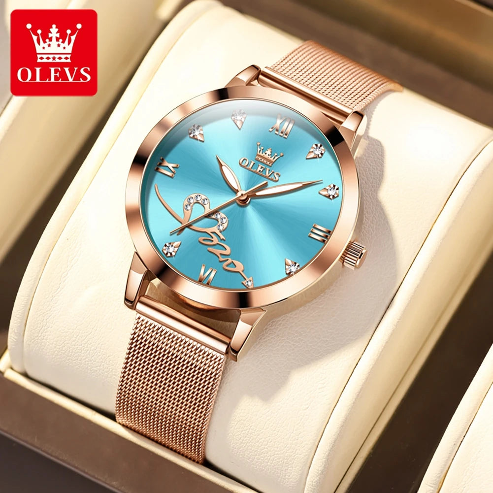 OLEVS 5530 Versatile Fashion Women's Quartz Watches Waterproof Mesh Belt Love Dial Luminous Clock Original Brand Wristwatch