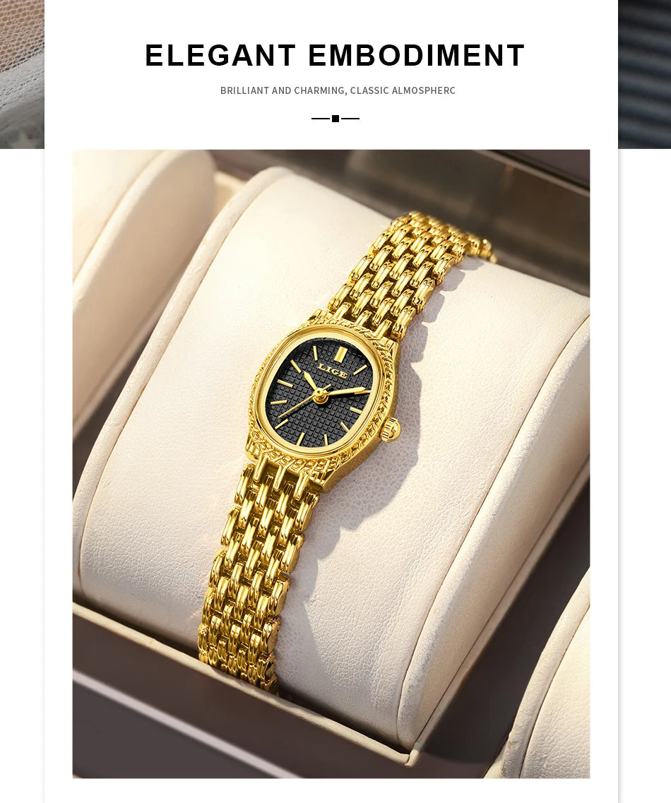 LIGE 2026 Elegant Quartz Woman Watch Classic Fashion Luxury Simple Dial Waterproof Ladies Bracelet Women's Wristwatch Clock Gift