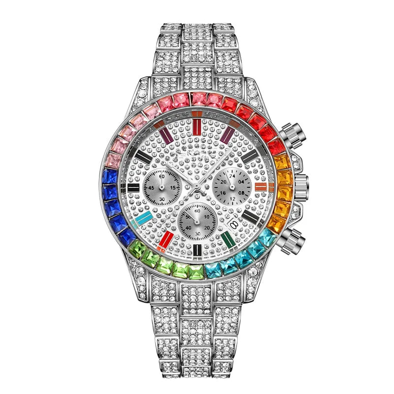 Cuban Chain Rhinestone Dress Watch