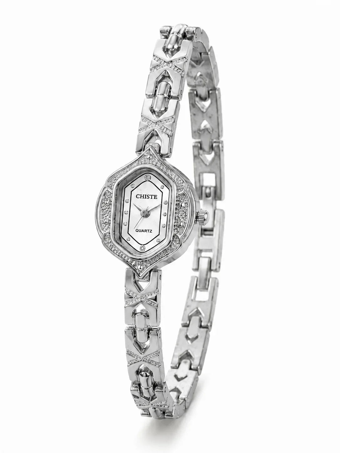 Retro Polygonal Dial Rhinestone Ladies Watch