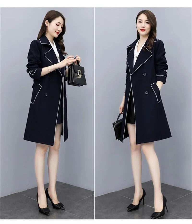 Women's Double Breasted Trench Coat with Belt