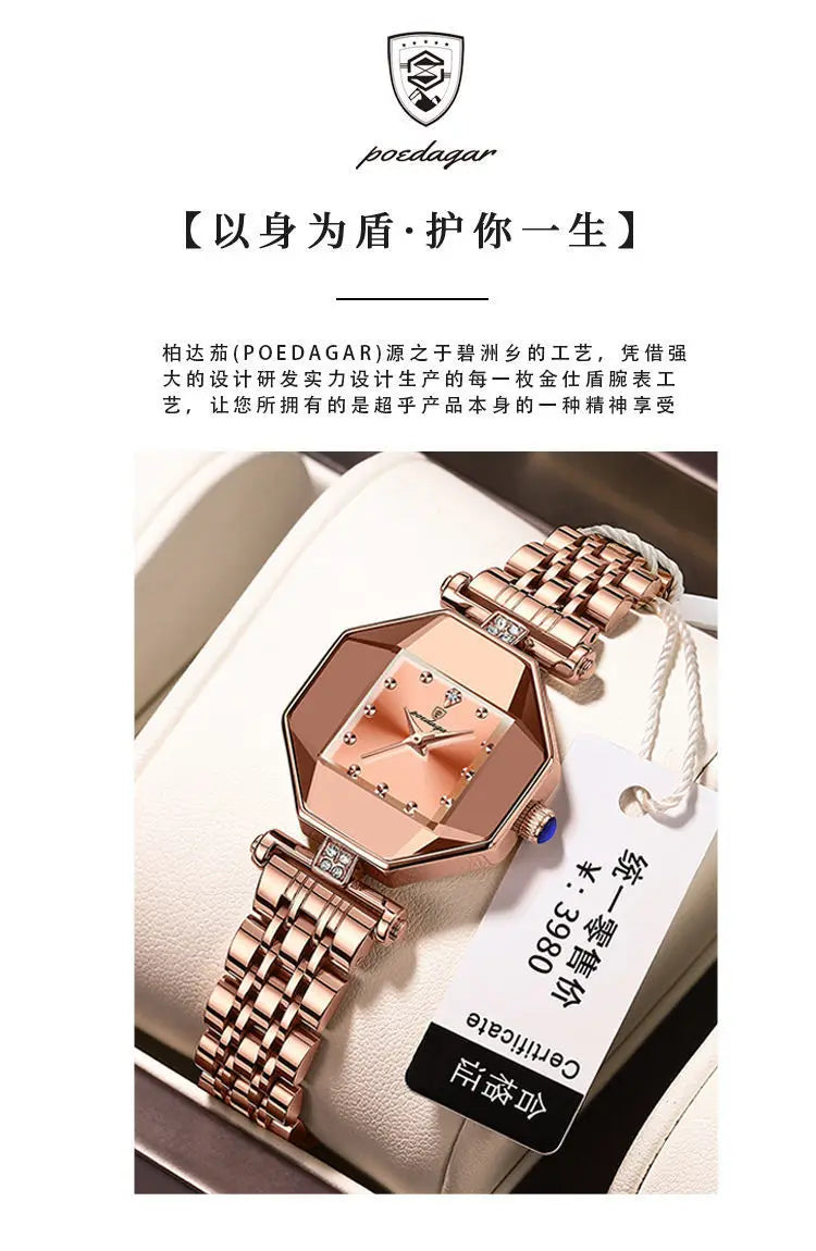 Women Quartz Watch Leather Steel Watch Rhinestone Ladies Bracelet Watch Casual Wristwatch Clock Relogio Feminino