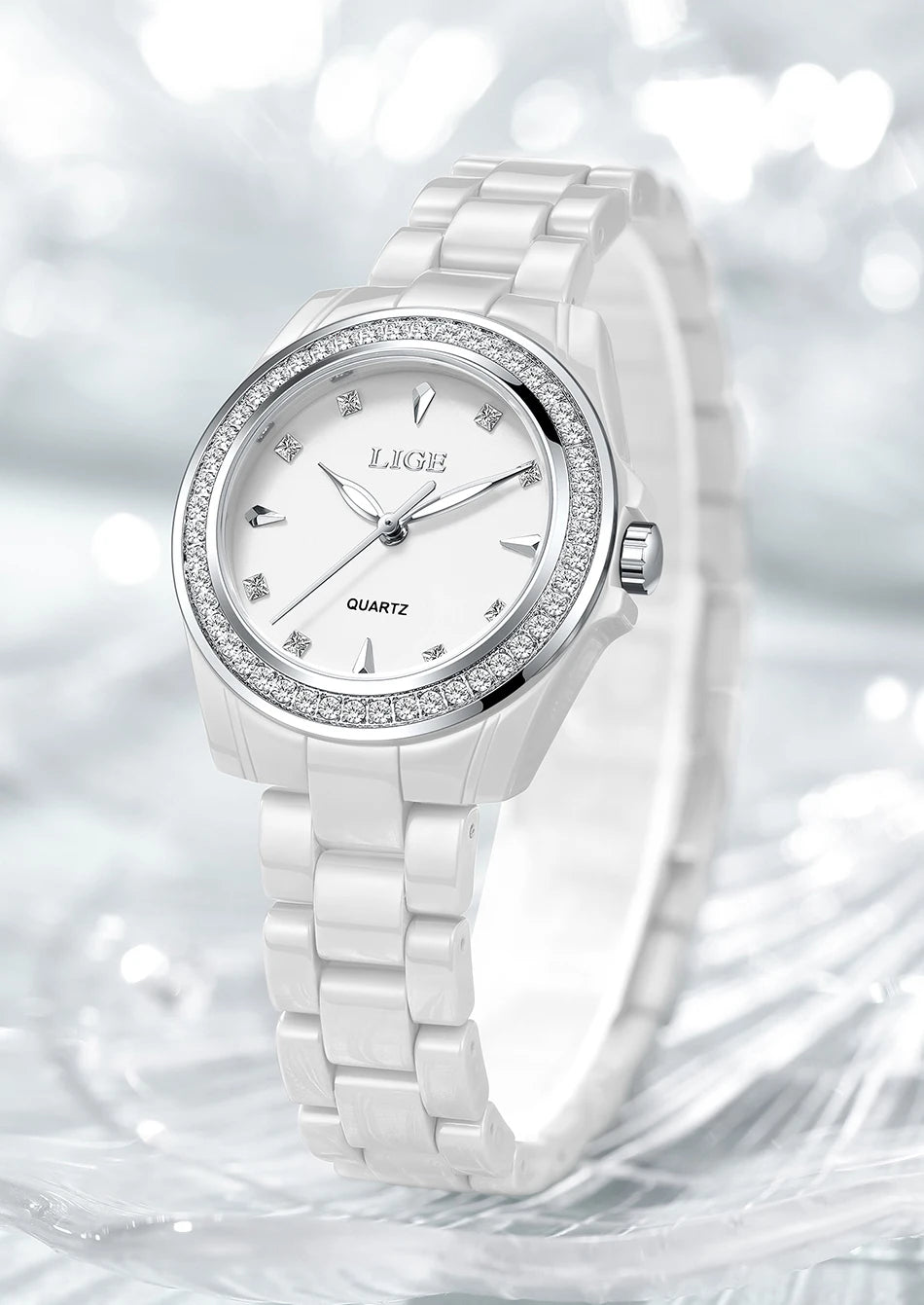 LIGE TOP Women Quartz Watches 2026 Ceramic Elegant Fashion Waterproof Luminous Clock Vintage Watch for Women Reloj De Mujer+BOX