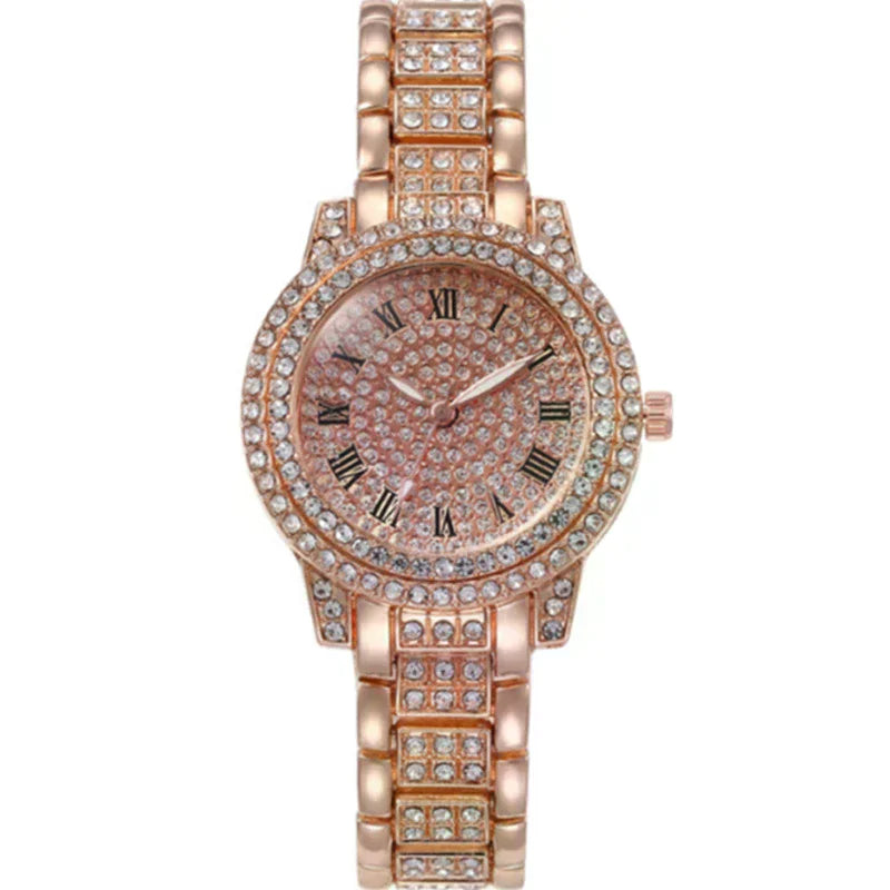 6Pcs Women's Rhinestone Quartz Watch Set Fashion Wrist Watch & Jewelry Set Gift