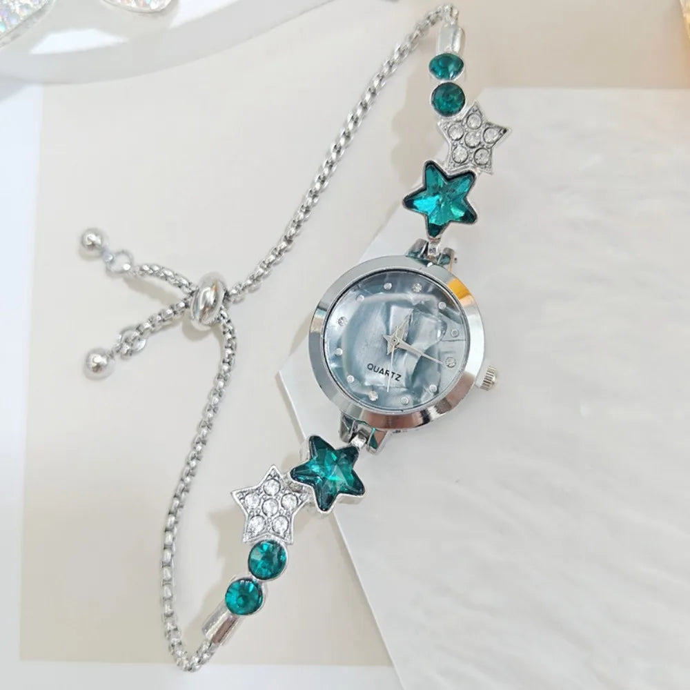 Fashion Adjustable Bracelet Watch Rhinestone Alloy Quartz Watch Ladies Wristwatch for Women Girls