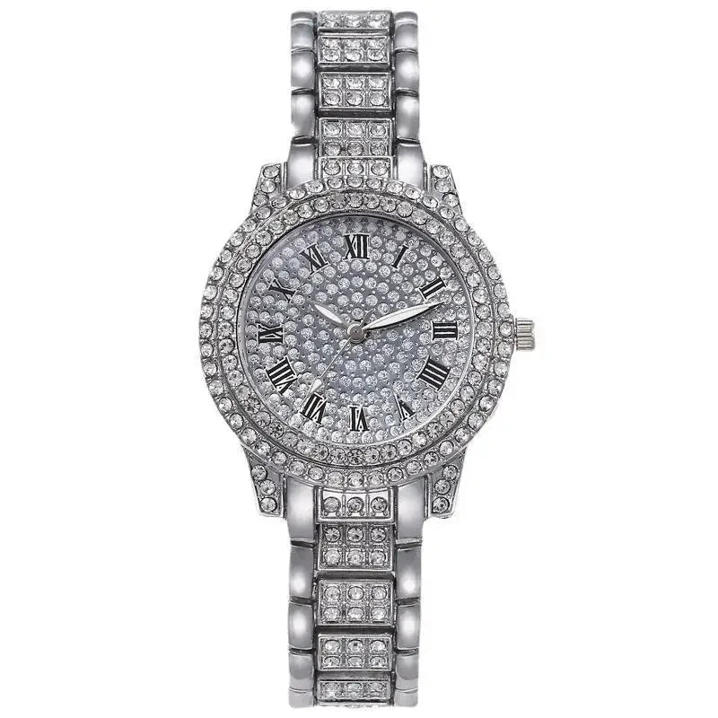 Women Men Fashion Shining Rhinestone Watch Hip Hop Number Quartz Watch Full Diamond Elegant Wristwatch Clock Friend Couple Gifts