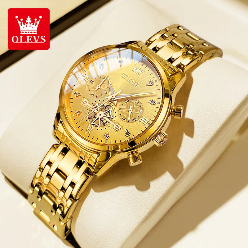 OLEVS Original Fashion Ladies Quartz Wristwatch Waterproof Luminous Multifunction Women Watches Gifts Box Reloj 2897