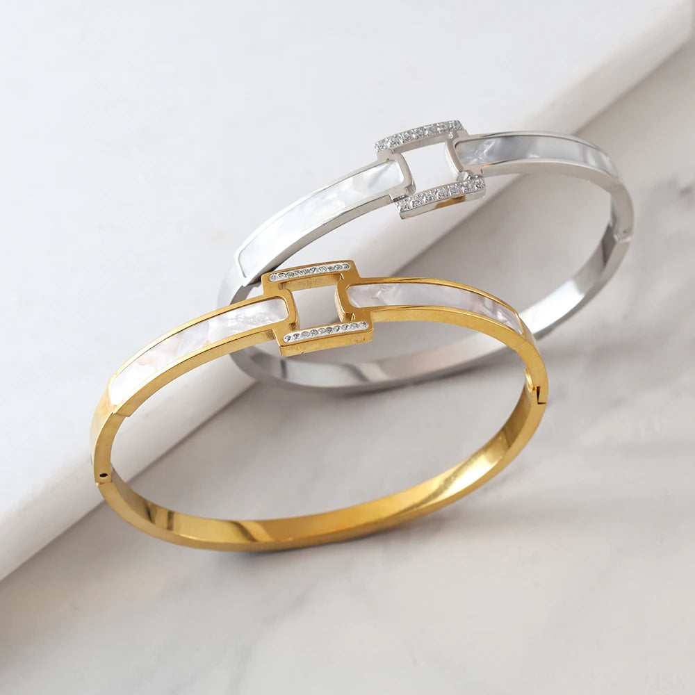 White shell cuff bracelet elegant women's jewelry