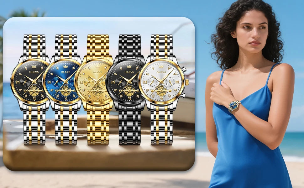 OLEVS Original Fashion Ladies Quartz Wristwatch Waterproof Luminous Multifunction Women Watches Gifts Box Reloj 2897