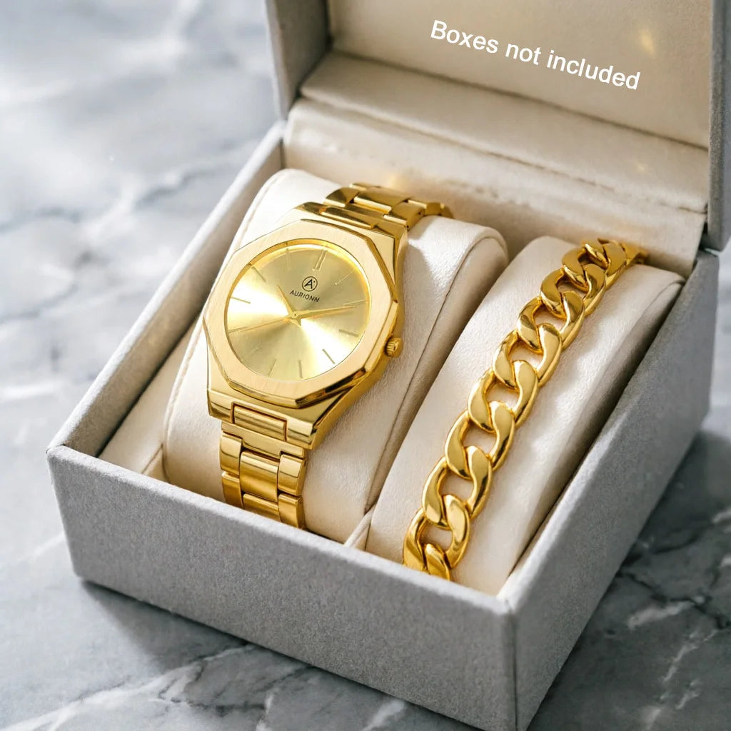 2Pcs Men's Fashion Watch Set, Easter, Christmas, New Year's Day, Halloween, Ramadan, Gifts for Friends and Family.