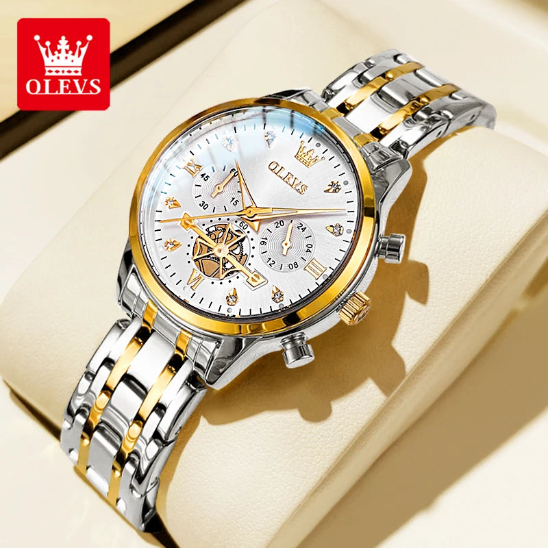 OLEVS Original Fashion Ladies Quartz Wristwatch Waterproof Luminous Multifunction Women Watches Gifts Box Reloj 2897