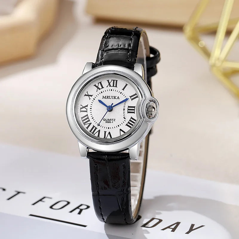 Brand Women round Rome Dial Quartz Watches Fashion Ladies Leather Strap Wristwatch Love Gift Clock Dropshipping reloj mujer