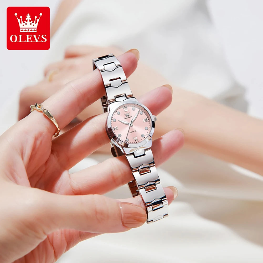 OLEVS 3735 Elegance Original Quartz Movement Watch For Women Diamond Dial Brand HD Luminous Function 30m Waterproof Watch