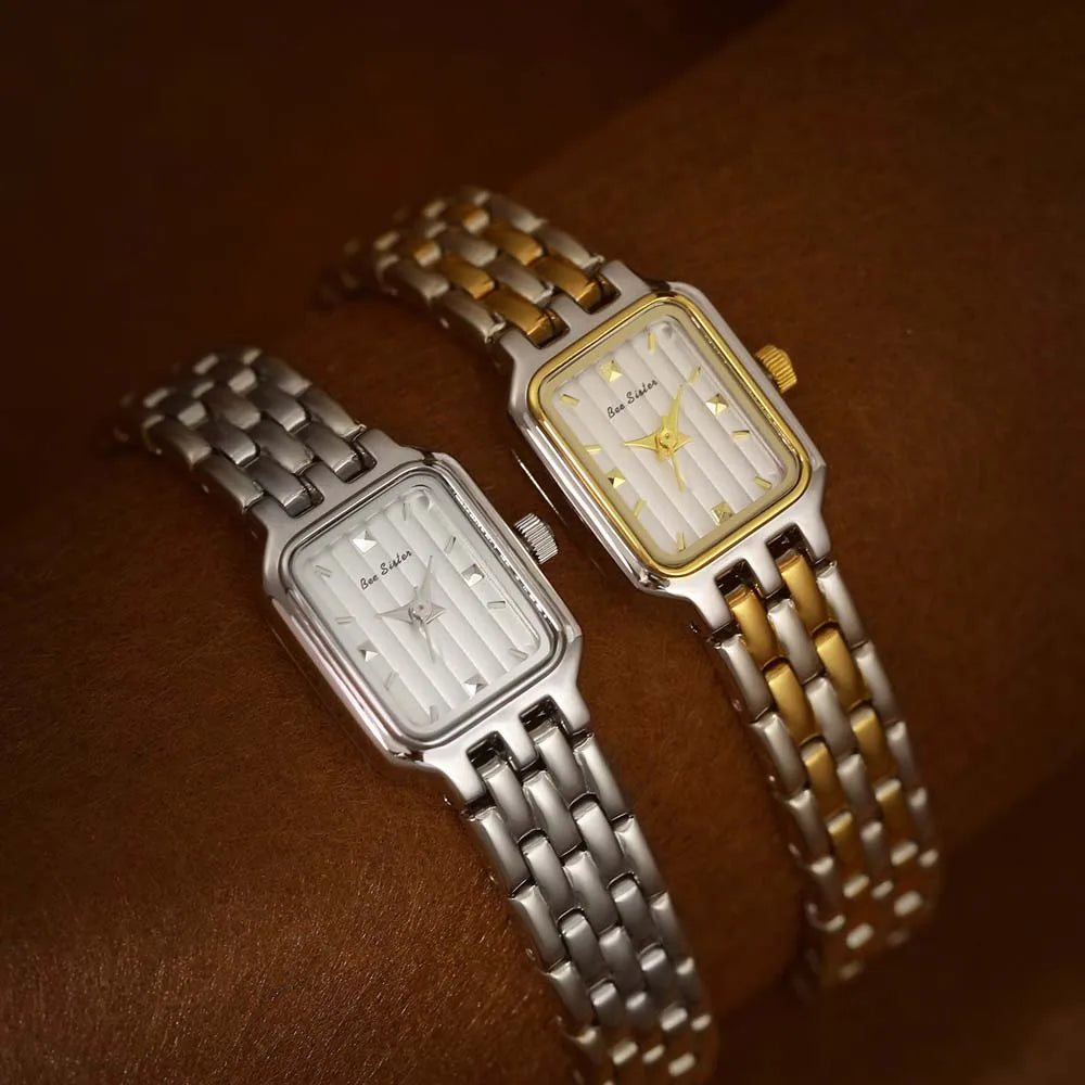 Women’s Fashion Square Small Dial Watch Stainless Steel Bracelet Luxury Quartz Wristwatch Simple Lady Dress Gift 2025 New