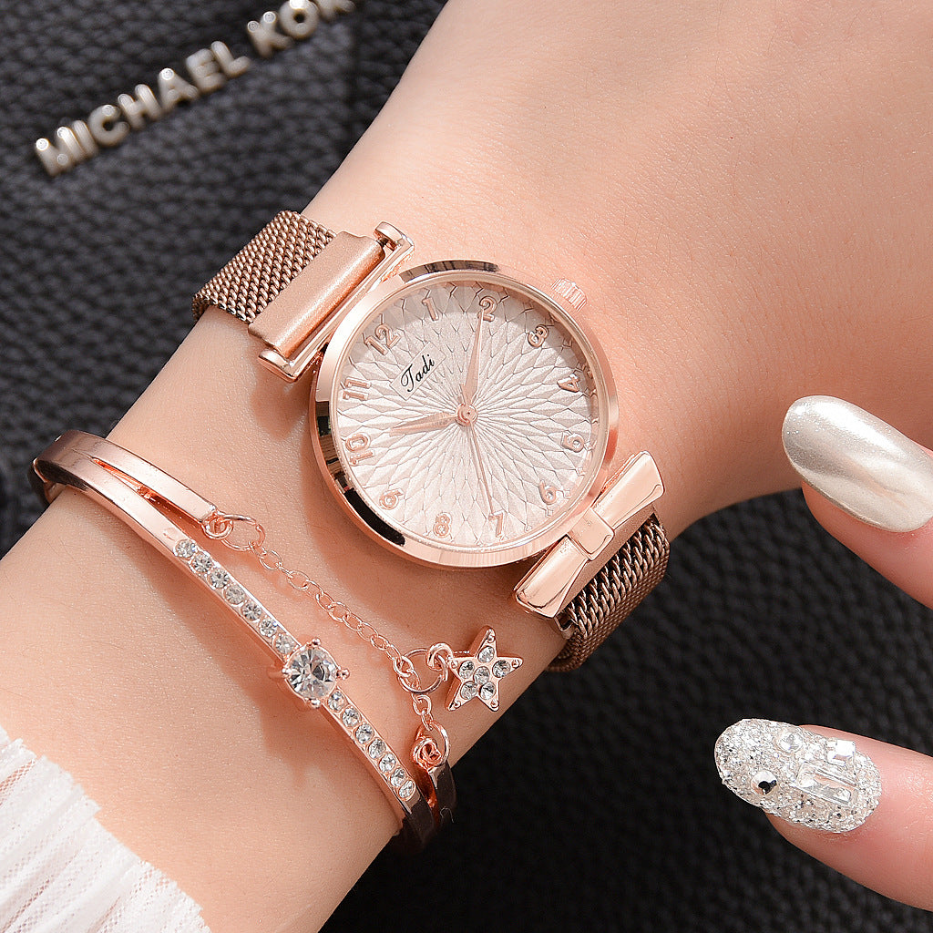 Women Bracelet Set Quartz Watches For Women Rose Gold Magnetic Watch Ladies Pink Dial Wrist Watch Clock Female Relogio Feminino