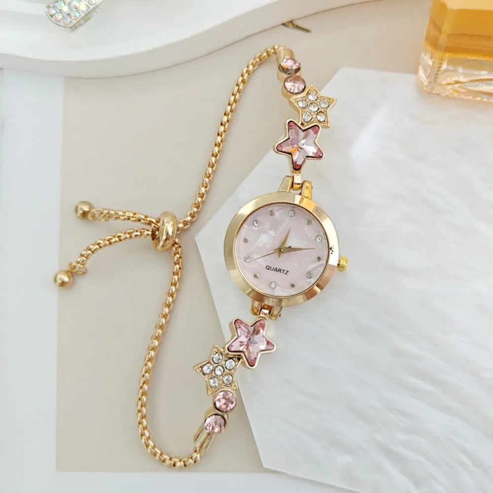 Fashion Adjustable Bracelet Watch Rhinestone Alloy Quartz Watch Ladies Wristwatch for Women Girls