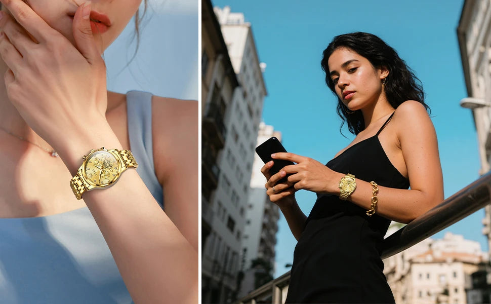OLEVS Original Fashion Ladies Quartz Wristwatch Waterproof Luminous Multifunction Women Watches Gifts Box Reloj 2897